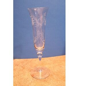 Danube Colony Vintage Etched Floral Champagne Flute Trumpet Stemware 8.5 Inch